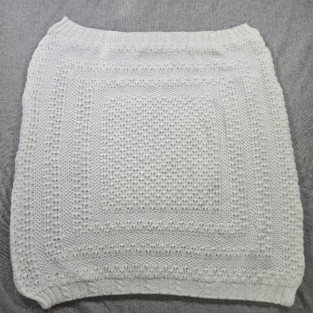 Knitwear By Anastasia White Knit Square Shawl Scarf Made In Israel Textured EUC
